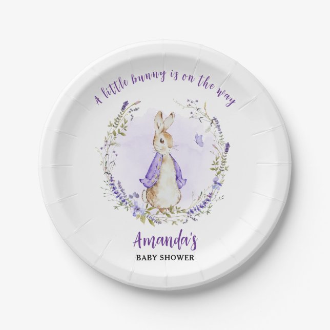 Plato De Papel Peter Rabbit Purple Baby Shower (Anverso)