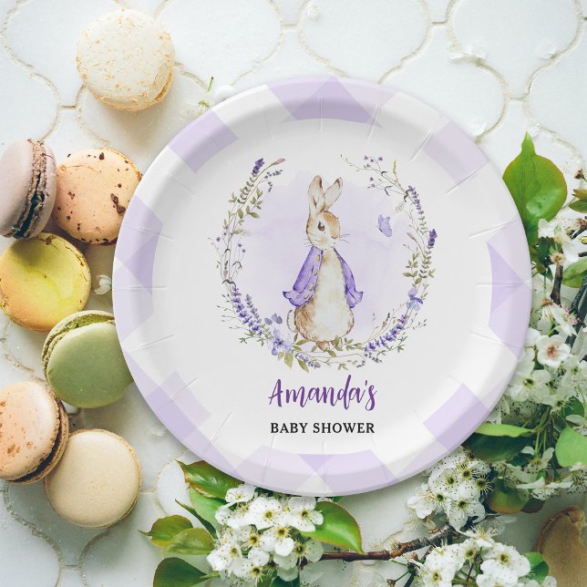 Plato De Papel Peter Rabbit Purple Baby Shower (Subido por el creador)