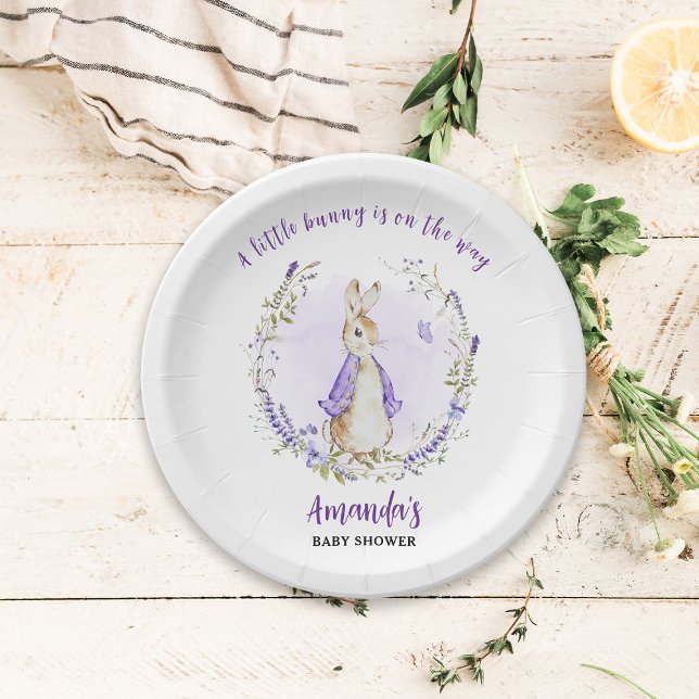 Plato De Papel Peter Rabbit Purple Baby Shower (Subido por el creador)