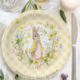 Plato De Papel Peter Rabbit Wildflower & Gingham Baby Shower