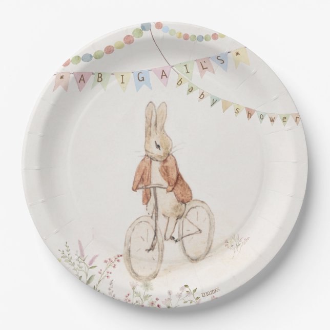 Plato De Papel Peter the Rabbit Bunny Gender Neutral Baby Shower (Anverso)