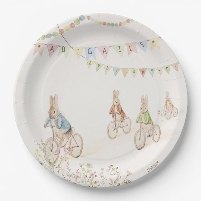 Plato De Papel Peter the Rabbit Bunny Gender Neutral Baby Shower (Anverso)