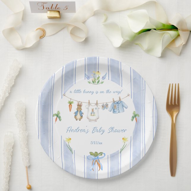 Plato De Papel Peter the Rabbit Clothesline Baby Shower (Boda)