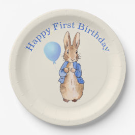 Plato De Papel Peter the Rabbit feliz primer cumpleaños