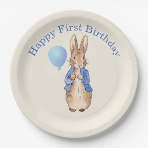 Plato De Papel Peter the Rabbit feliz primer cumpleaños