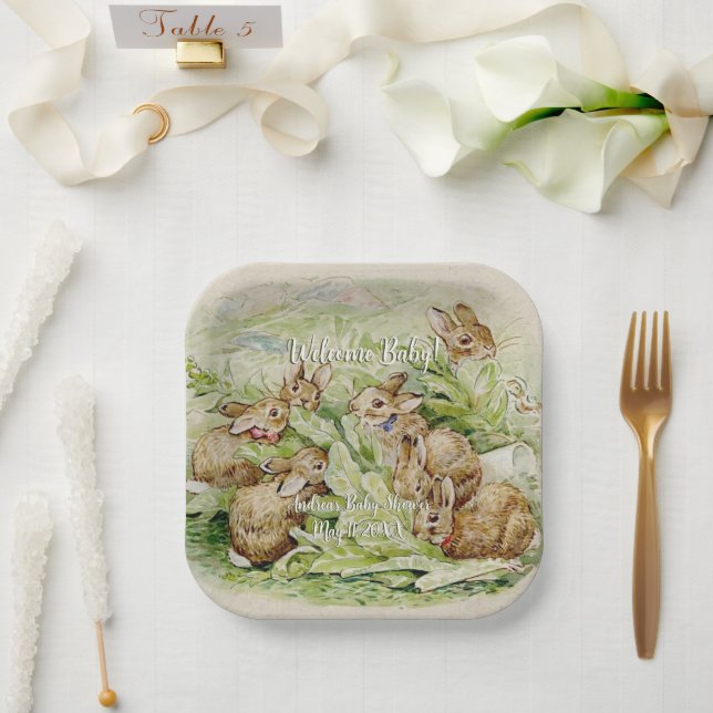 Plato De Papel Peter the Rabbit Garden Baby Shower (Boda)