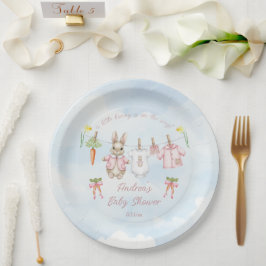 Plato De Papel Peter the Rabbit Girl Clothesline Baby Shower Pap