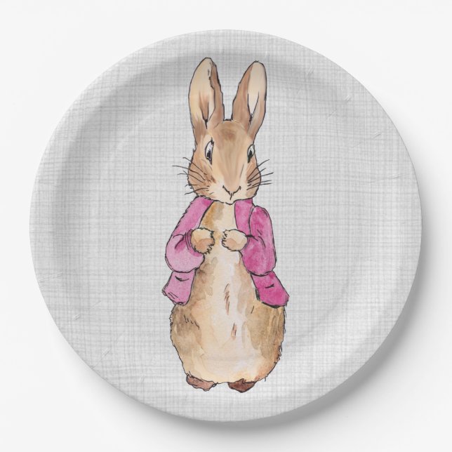 Plato De Papel Peter the Rabbit Pink Jacket Gray Linen (Anverso)
