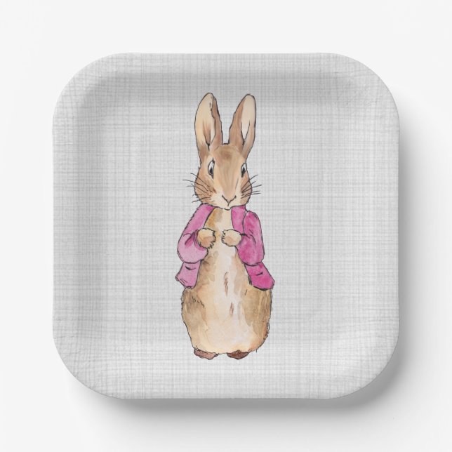 Plato De Papel Peter the Rabbit Pink Jacket Gray Linen (Anverso)