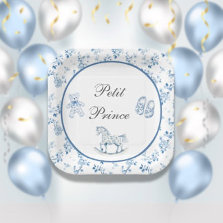 Plato De Papel Petit Prince French Chinoiserie-Baby Shower Plates