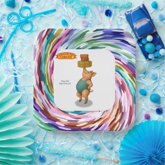 Plato De Papel Petra pig balancing act (Fiesta)