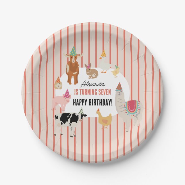 Plato De Papel Petting Zoo Party Animals Barnyard Birthday Theme (Anverso)