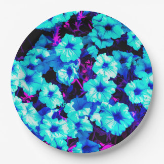 Plato De Papel Petunias azul brillante