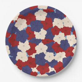 Plato De Papel Petunias Patrióticas