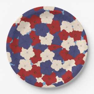 Plato De Papel Petunias Patrióticas