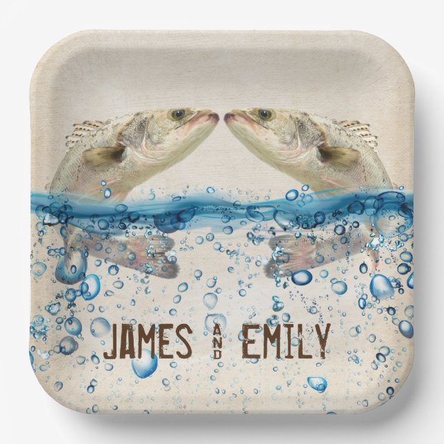 Plato De Papel Pez de Bodas en el Agua  (Anverso)