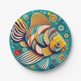 Plato De Papel pez mosaico