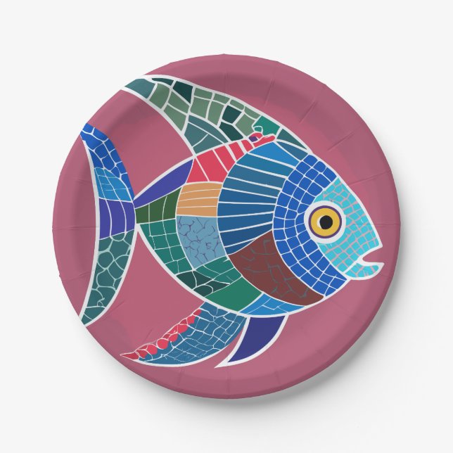 Plato De Papel pez mosaico (Anverso)