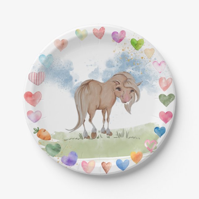 Plato De Papel Pferde Pappteller für Kindergeburtstag (Anverso)
