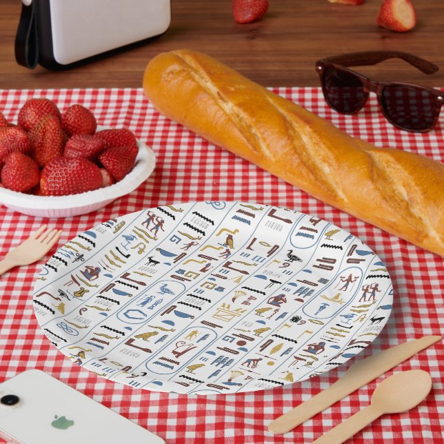 Plato De Papel Pharaoh Jeroglíficos Antiguos De Egipto (Picnic)