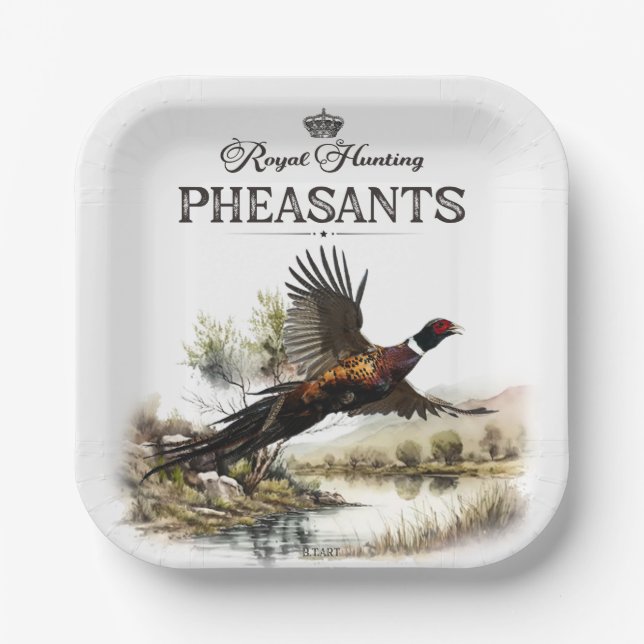 Plato De Papel Pheasants, cacería real (Anverso)