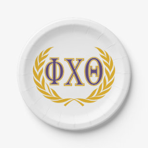 Plato De Papel Phi Chi Theta Griego con Corona