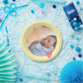 Plato De Papel Photo Paper Plate Baptism Yellow Shower