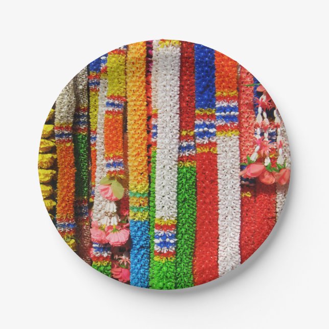 Plato De Papel Phuang Maalai - guirnalda floral tailandesa (Anverso)