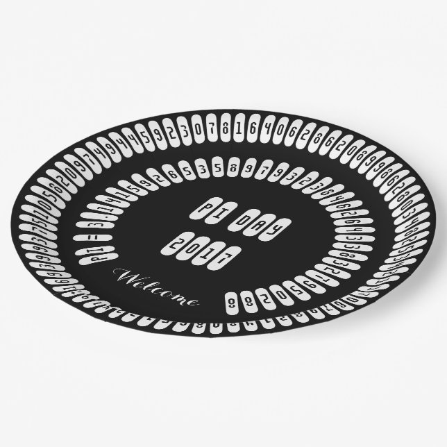 Plato De Papel pi Dígitos Math Love pi= 3.14159 pi Day blanco neg (Angular)