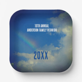 Plato De Papel Picinato veraniego colorido de la Reunión Familiar