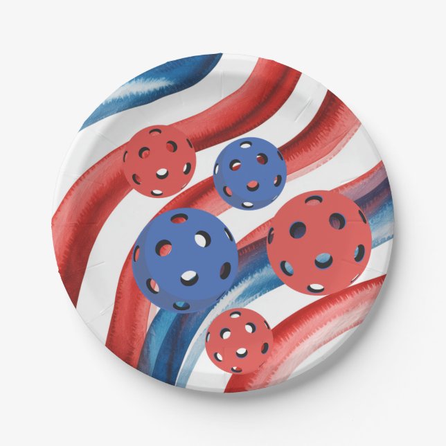 Plato De Papel Pickleball  American themed for 4th July  (Anverso)