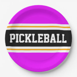 Plato De Papel PICKLEBALL Atletismo Tropical Rosa Bandas Negras