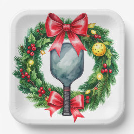 Plato De Papel Pickleball Christmas themed 