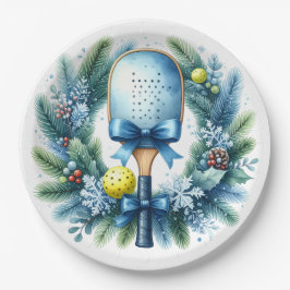 Plato De Papel Pickleball Christmas Wreath 