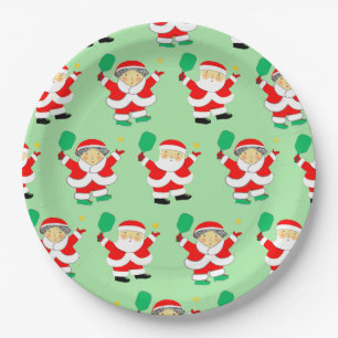 Plato De Papel Pickleball Navidad