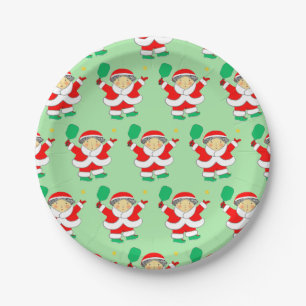 Plato De Papel Pickleball Navidad