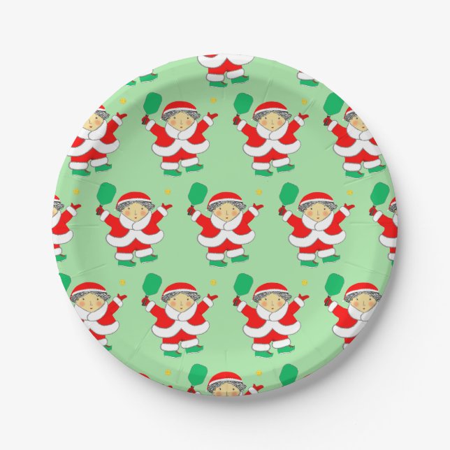 Plato De Papel Pickleball Navidad (Anverso)