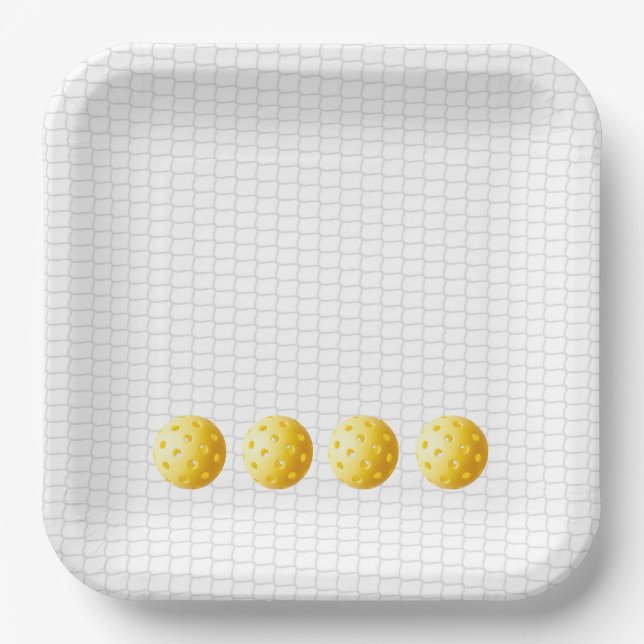Plato De Papel PICKLEBALL Sports Net Yellow Balls Fun juego (Anverso)