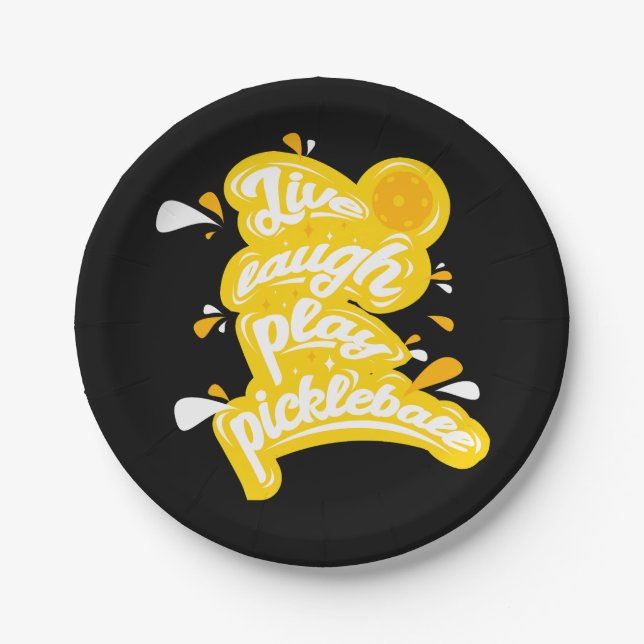 Plato De Papel Pickleball - Vive Ríe Juega Pickleball (Anverso)