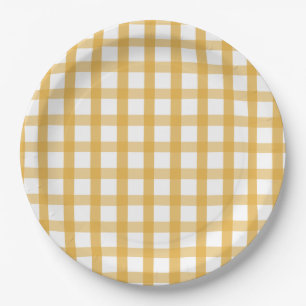 Plato De Papel Picnic amarillo dorado