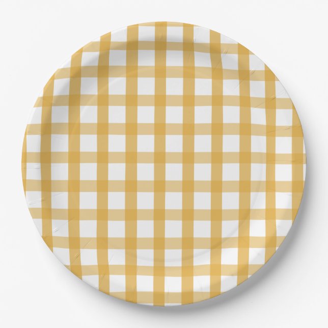 Plato De Papel Picnic amarillo dorado (Anverso)