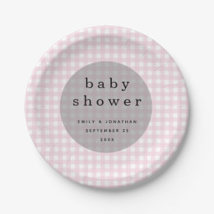 Plato De Papel Picnic Baby Shower Names Date Pink Gingham