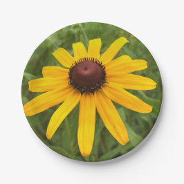 Plato De Papel Picnic con fotografía de Rudbeckia amarillo brilla