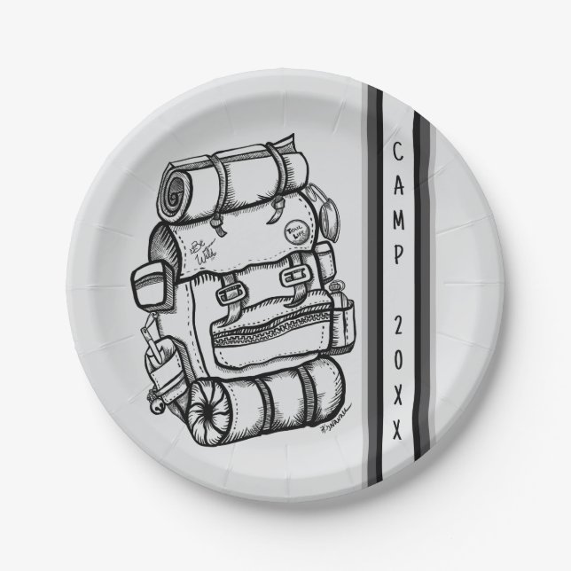 Plato De Papel Picnic de Camping Personalizado Camper/Hiker (Anverso)