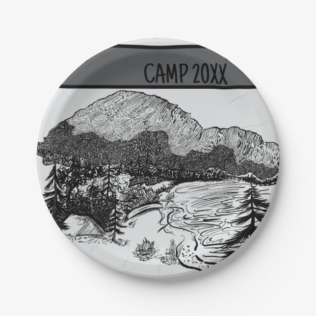 Plato De Papel Picnic de Camping Personalizado Camper/Hiker (Anverso)