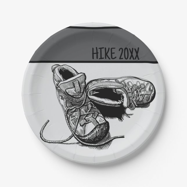 Plato De Papel Picnic de Camping Personalizado de Hiker (Anverso)