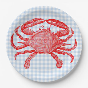 Plato De Papel Picnic de cangrejo de pescado de verano