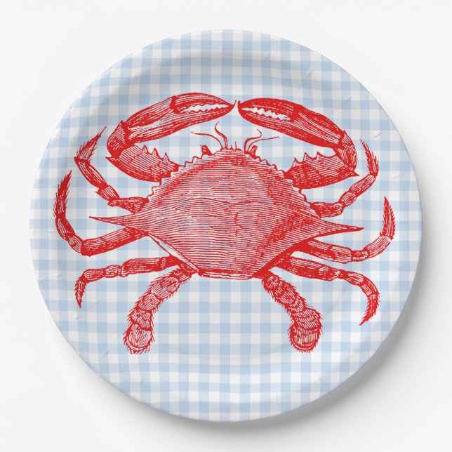 Plato De Papel Picnic de cangrejo de pescado de verano (Anverso)