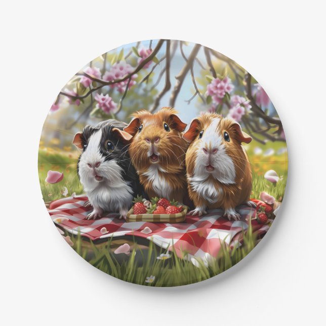 Plato De Papel Picnic De Cerdo De Guinea (Anverso)