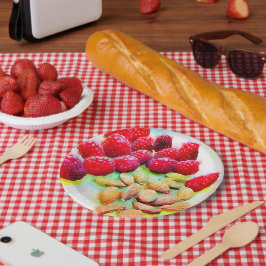 Plato De Papel Picnic de frambuesas y almendras